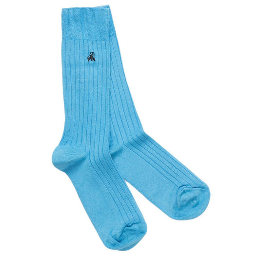 Sky Blue Bamboo Socks (Comfort Cuff)